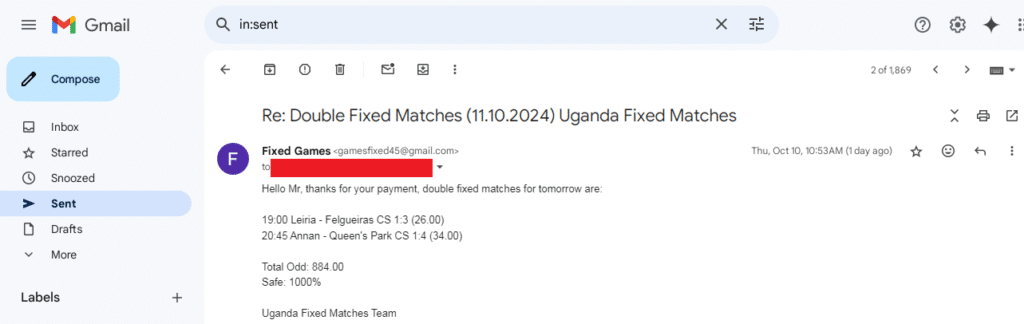 Correct Score Betting Big Odds, buy fixed games, Uganda Double Fixed Matches